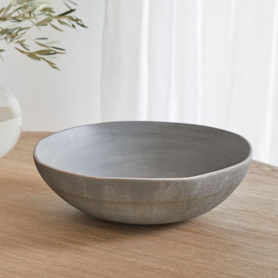 Online Designer Combined Living/Dining Rustic Centerpiece Bowl Collection, Bowl, Grey, Ceramic, Extra Large