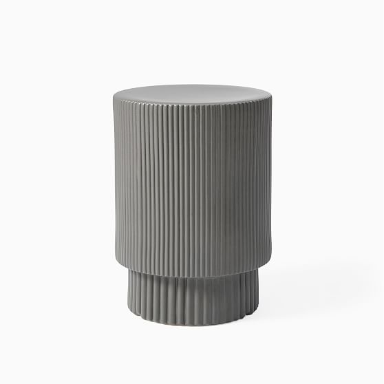 Online Designer Patio Fluted Collection Dove Gray Side Table