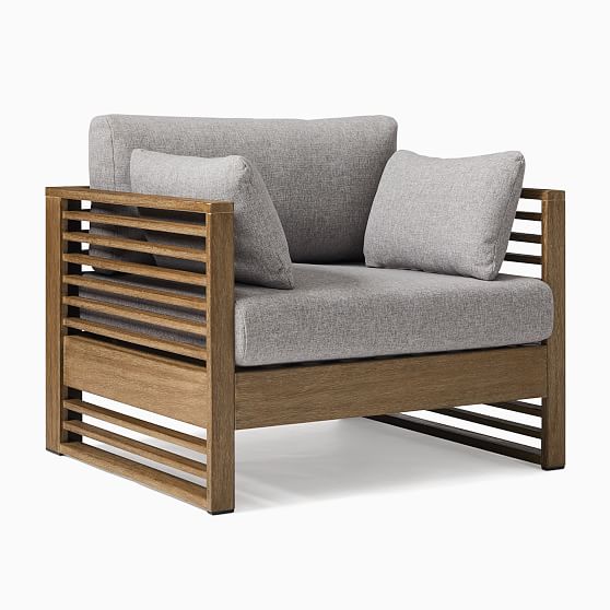 Online Designer Patio Santa Fe Slatted Lounge Chair, Driftwood/Gray