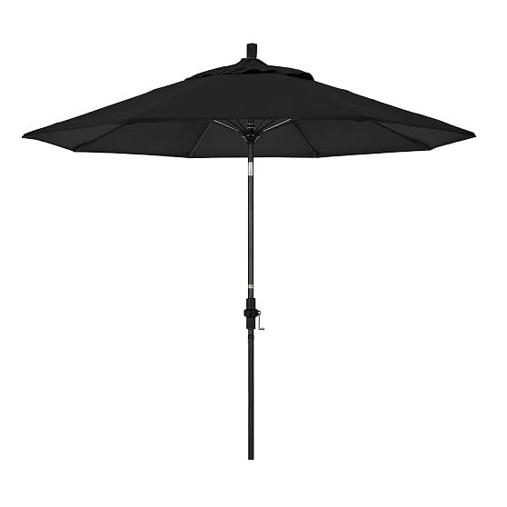 Online Designer Patio Outdoor Market Umbrella, 9 Ft, Round, Black, Sunbrella Canvas, Black