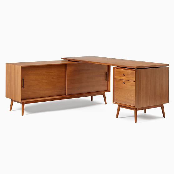 Online Designer Home/Small Office We Mid Century Collection Acorn Modular Set Desktop And Bookcase And File