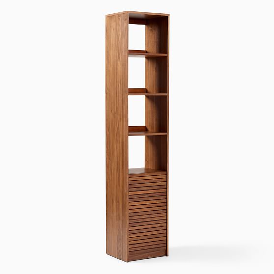 Online Designer Bedroom Bryce 17 Inch Narrow Open and Closed Shelving, Cool Walnut