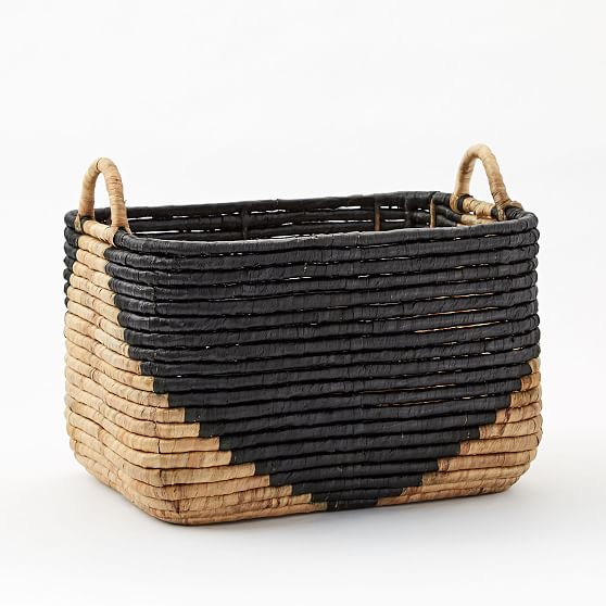Two-Tone Woven Seagrass, Handle Baskets, Large, 19""W x 15""D x 15""H | West Elm (US)
