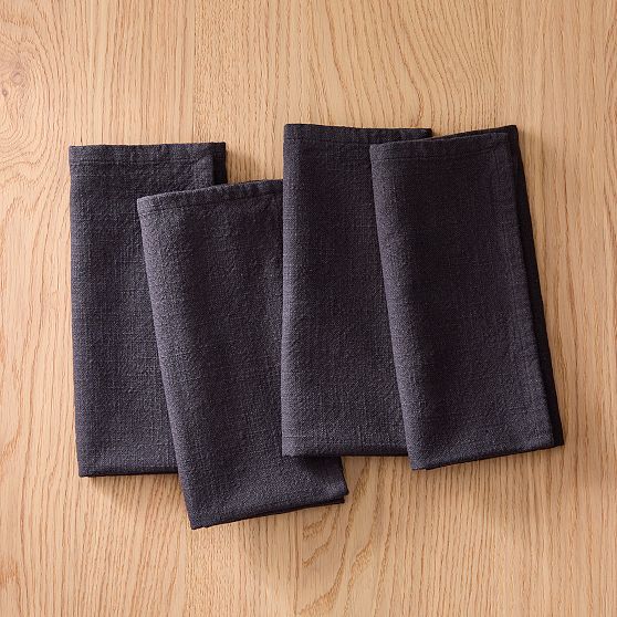 Online Designer Kitchen Slub Cotton Table Linens Napkin Black Cotton 18x18 Set of 4 BOM