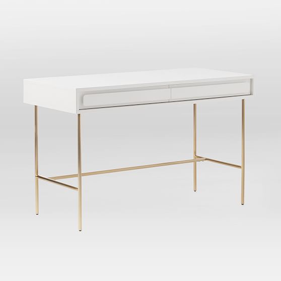 Online Designer Bedroom Gemini Desk, White Lacquer
