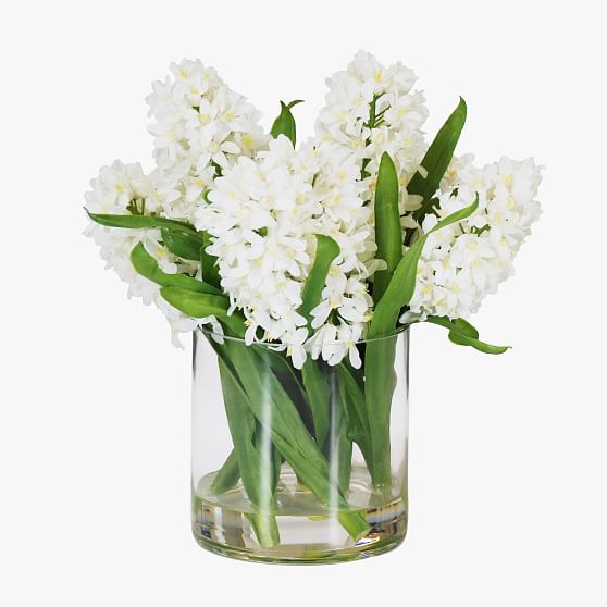 Online Designer Combined Living/Dining Faux Hyacinth in Cylinder Vase, White