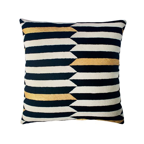 Online Designer Bedroom Leah Singh Scarpa Pillow, Wool, Black/Gold