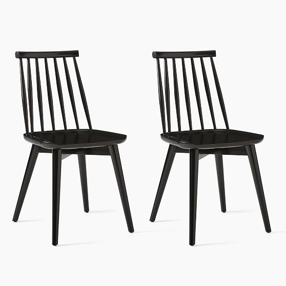 Online Designer Kitchen Windsor Dining Chair, Black, Set of 2