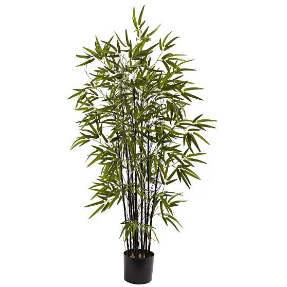 Online Designer Home/Small Office Faux Potted Bamboo Palm Tree, Narrow, 4', Green