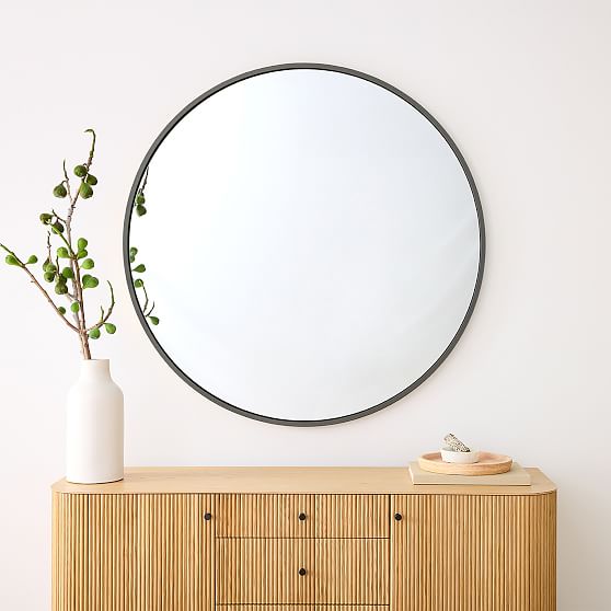 Online Designer Bedroom Metal Framed Oversized Round Mirror, Dark Bronze