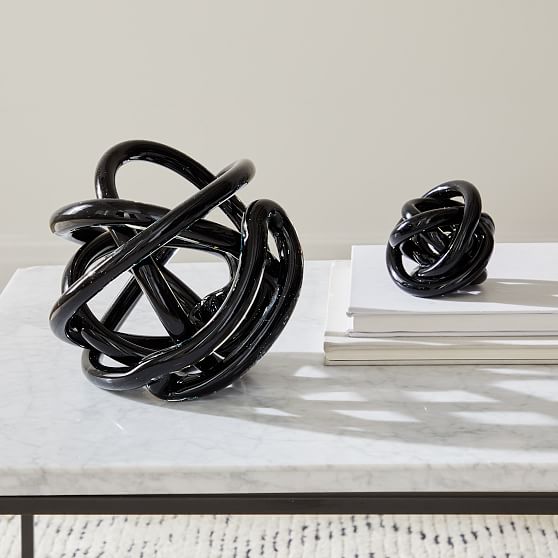 Online Designer Bedroom Glass Knots, Black, Small And Large, Set of 2