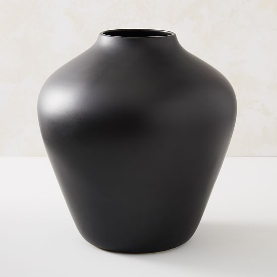 Online Designer Combined Living/Dining Pure Black Ceramic Vase, Pot