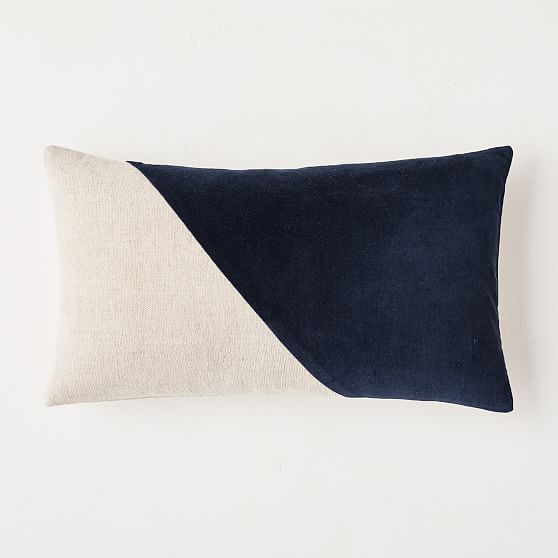 Online Designer Combined Living/Dining Cotton Linen + Velvet Corners Pillow Cover, 12