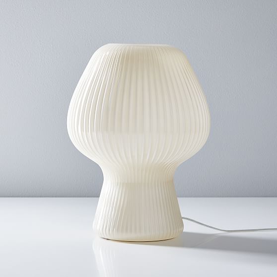 Online Designer Bedroom Ribbed Glass Accent Lamp, Champagne, Set of 2