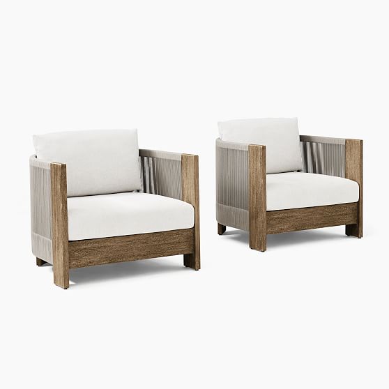 Online Designer Patio Porto Lounge Chair, Driftwood, Set of 2