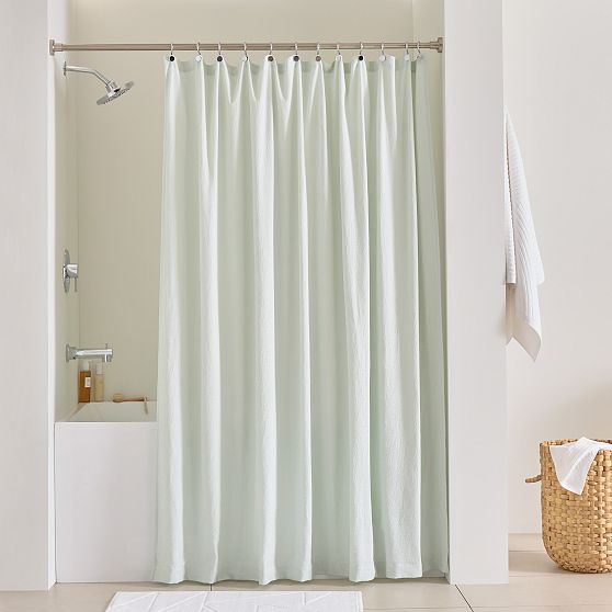 Online Designer Bathroom Crinkle Shower Curtain 72x74, Freshwater Blue