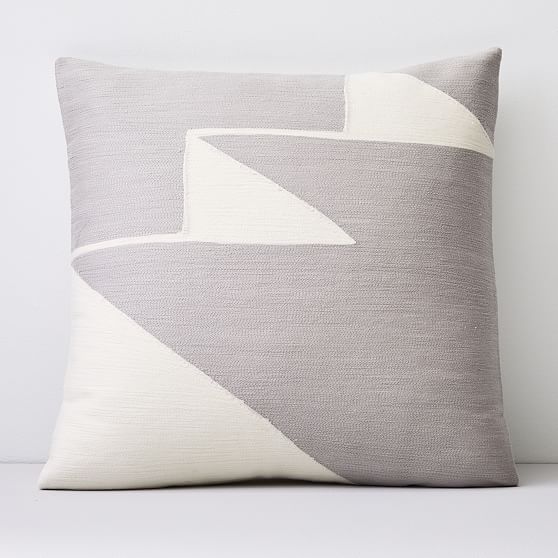 Online Designer Bedroom Crewel Steps Pillow Cover, Frost Gray, 18