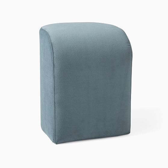 Online Designer Other Tilly Small Ottoman, Poly, Performance Velvet, Petrol, Concealed Support