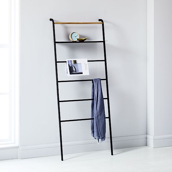 Online Designer Bathroom Leaning Ladders with Shelves, Black