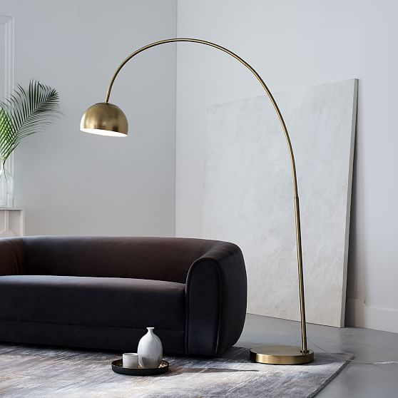 Online Designer Bedroom Metal Shade Overarching Floor Lamp Antique Brass (80