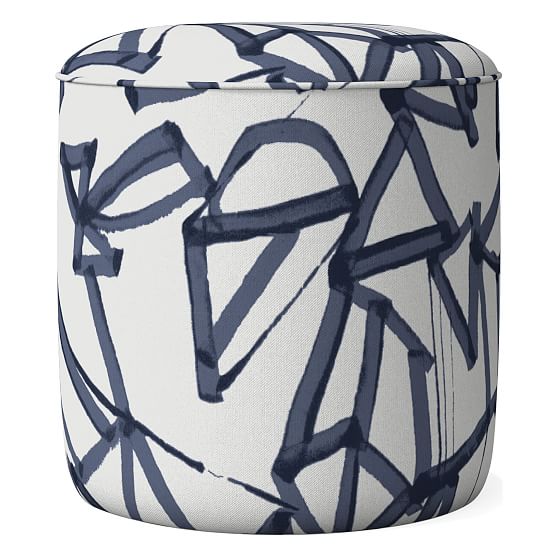 Online Designer Combined Living/Dining Roar & Rabbit Small Ottoman, Poly, Lively Lines, Midnight