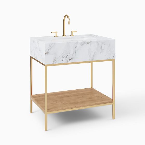 Online Designer Other Streamline Marble Single Bathroom Vanity (31.5