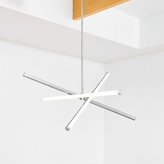 Online Designer Home/Small Office Light Rods LED Chandelier Polished Nickel (38