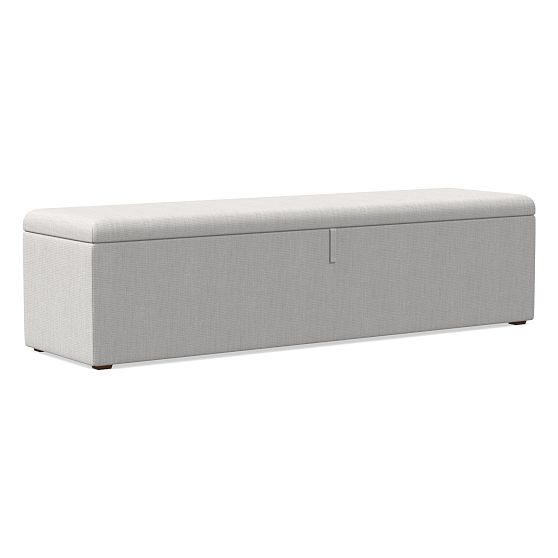Online Designer Bedroom Emmett Upholstered Storage Queen Bench 64 Inch x 18 Inch Basket Slub Frost Gray Concealed Supports