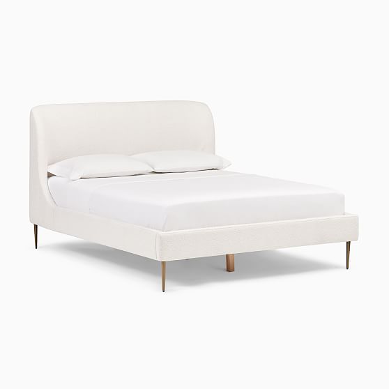 Online Designer Bedroom Lana Upholstered Bed, Queen, Chunky Boucle, White