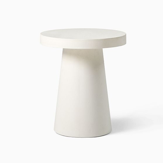 Online Designer Patio Concrete Pedestal Side Table Set of 2, White