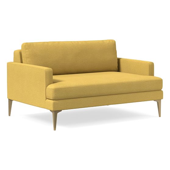 Andes Chair and Half, Poly, Dijon, Basket Slub, Blackened Brass