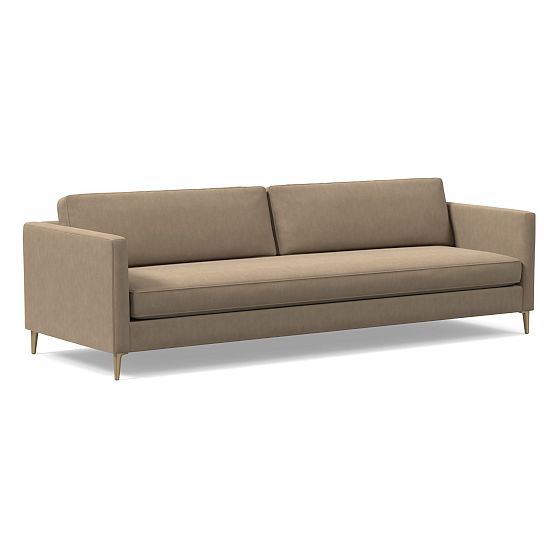 Harris Loft 108" Sofa, Poly, Clay, Deluxe Velvet, Blackened Brass