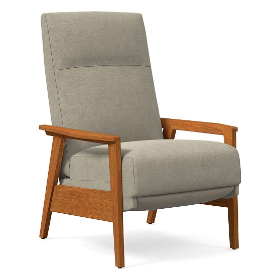 Showwood Recliner, Poly, Distressed Velvet, Dune, Pecan