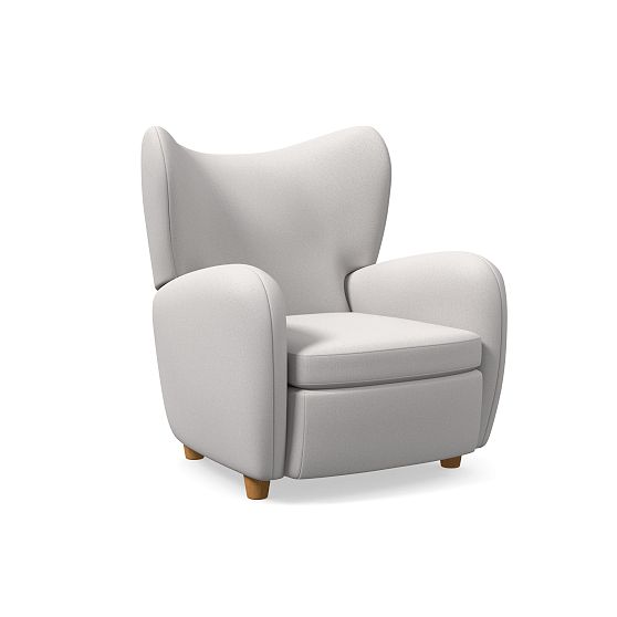 Jodie Wing Recliner, Performance Washed Canvas, Frost Gray, Almond