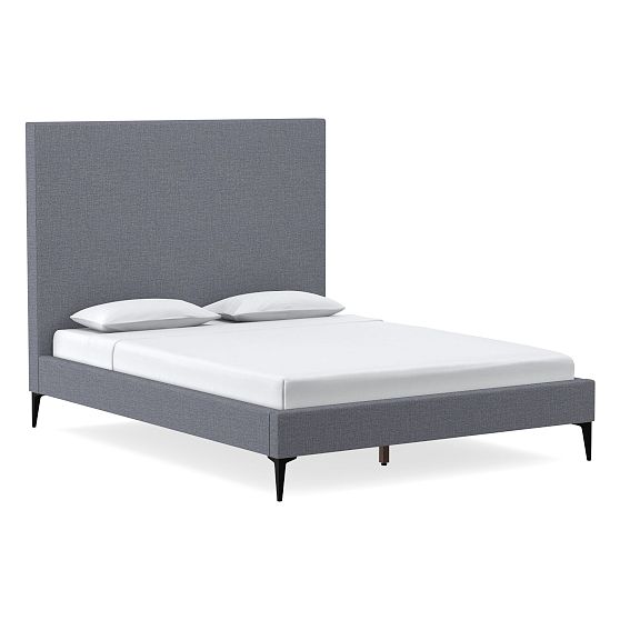 Emmett Tall No Tufting Bed, Full, YDLW, Graphite, Andes Leg, Dark Pewter