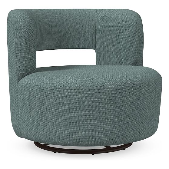 Millie Swivel Chair, Performance Basket Slub, Ocean