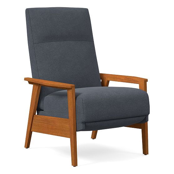 Showwood Recliner, Poly, Distressed Velvet, Graphite, Pecan