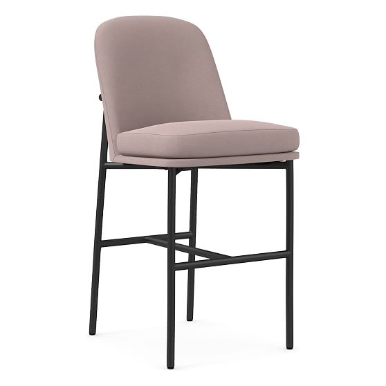 Jack Metal Frame Counter Stool, Performance Velvet, Mauve, Dark Bronze