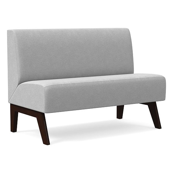 Novak Banquette Plain, No Tufting 2 Seater, Distressed Velvet, Frost Gray with Black leg + added Power