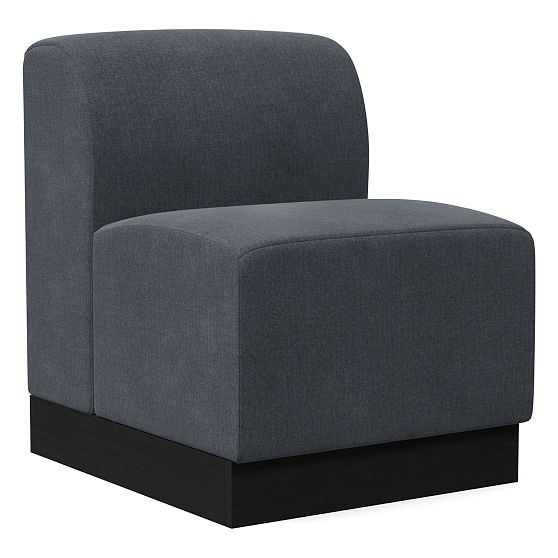 Kirkwood Banquette 1 Seater, Modern Chenille, Slate with Black leg