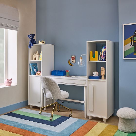 Gemini Desk + 2 Bookshelves Bundle White