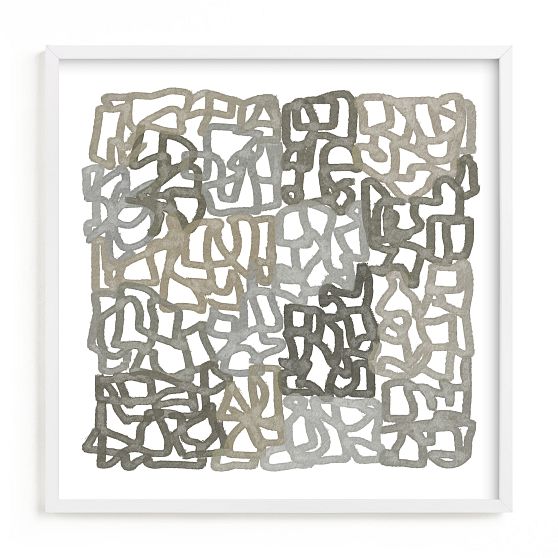West Elm Earthy Abstract White Wood Frame Print 24x24
