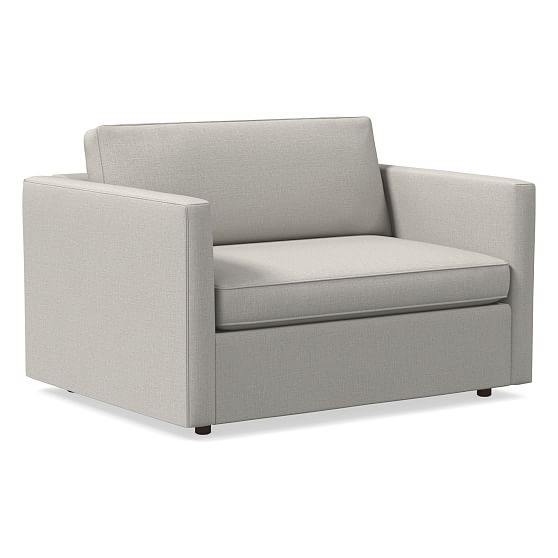 Harris Chair-and-a-Half, Poly, Yarn Dyed Linen Weave, Frost Gray, Concealed Supports