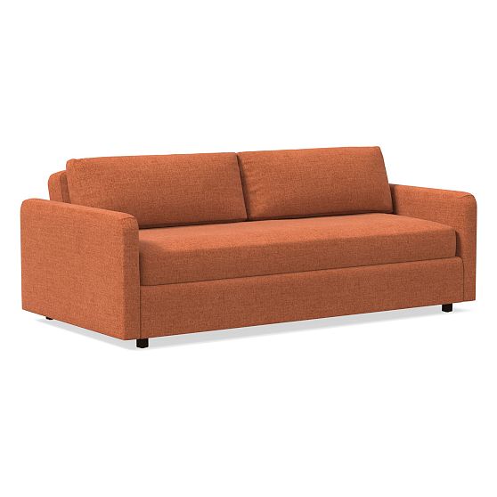 Clara 80" Futon, Distressed Velvet, Burnt Umber