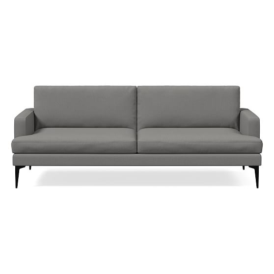 Andes 84" Futon, Performance Washed Canvas, Storm Gray, Dark Pewter