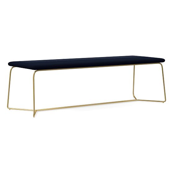 Slope Dining Bench, Distressed Velvet, Midnight, Charcoal