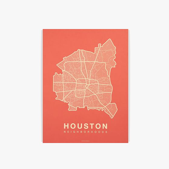 Native Maps, Houston, Cream + Orange