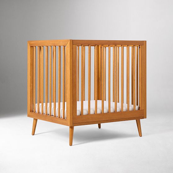 Mid-Century Grow With Me Mini Crib With Mattress And Conversion Kits, Acorn