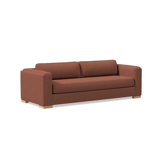 Nassau 96" Sofa, Performance Coastal Linen, Burnt Umber, Blonde