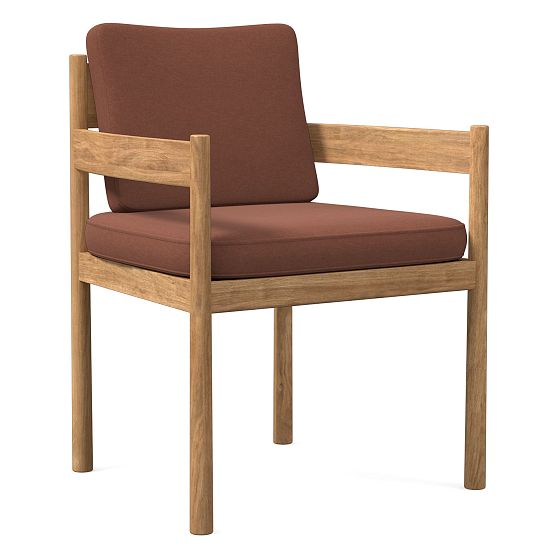 Halsey Arm Dining Chair, Performance Velvet, Burnt Umber, Blonde